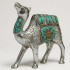 Верблюд металл с инкрустацией зеленый (10см)