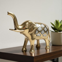 Слон латунный с инкрустацией перламутром (15см)