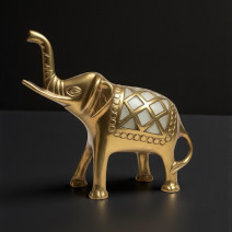 Слон латунный с инкрустацией перламутром (15см)