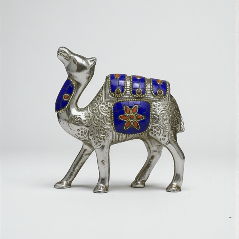 Верблюд металл с инкрустацией синий (12см)