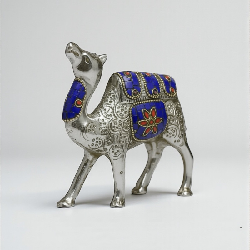 Верблюд металл с инкрустацией синий (12см)
