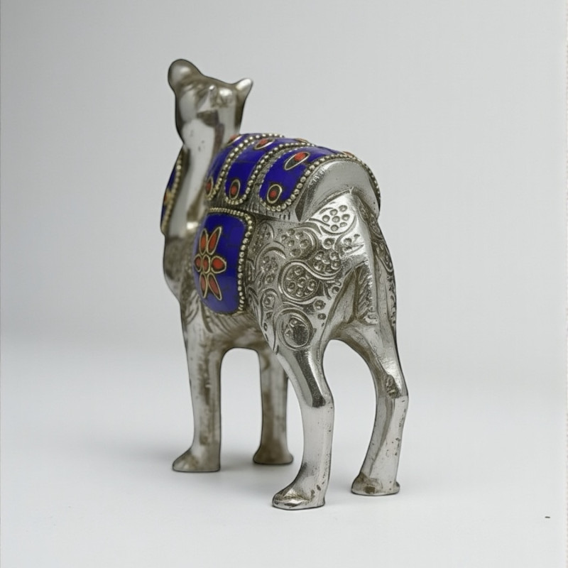 Верблюд металл с инкрустацией синий (12см)