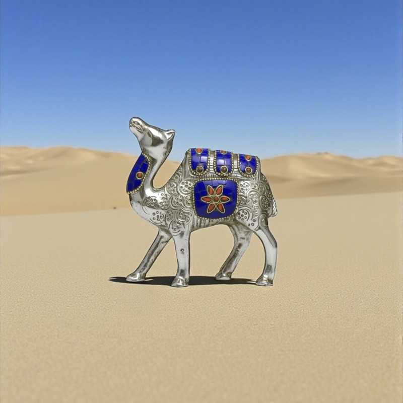 Верблюд металл с инкрустацией синий (10см)