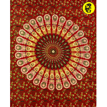 Панно хлопковое из Индии «Красный орнамент» 120*80см #30