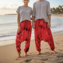 Штаны индийские легкие тай-дай красные Штаны индийские легкие тай-дай красные