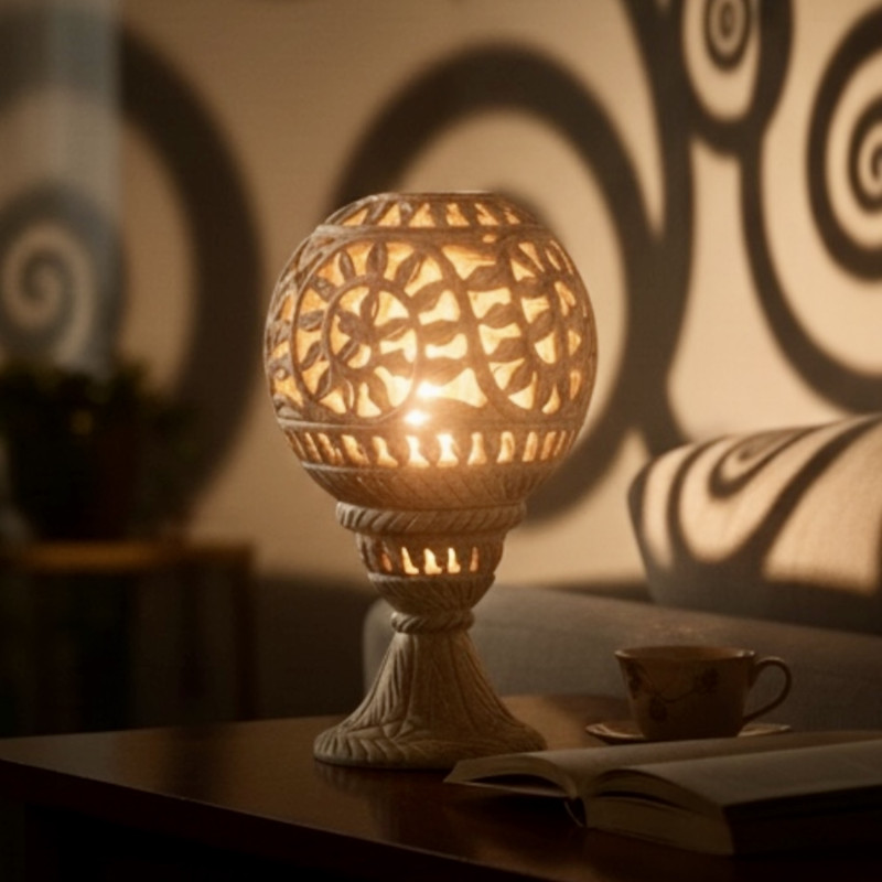 Подсвечник резной камень высокий