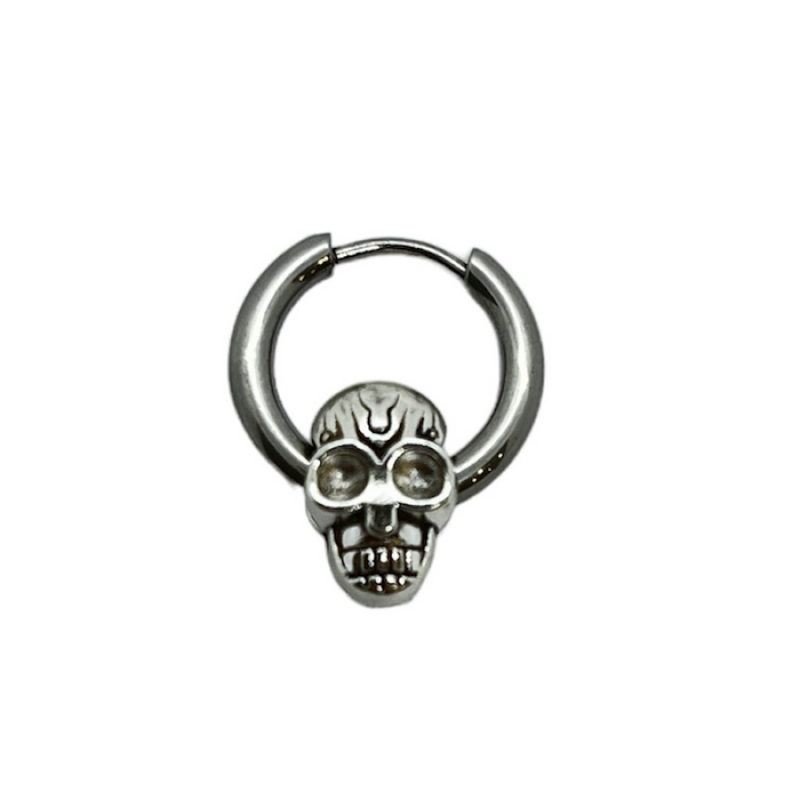 Серьга Steel кликер (2,5*10мм) с черепом | 1шт.